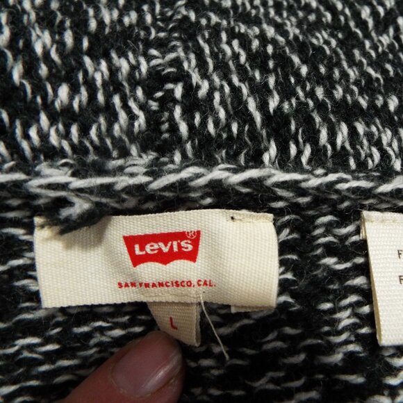 Levi’s Women's Wide Belted Long Cardigan Sweater Marbled Black/White Size Large - Picture 12 of 13